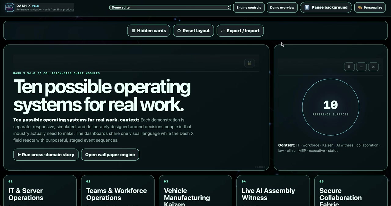Ten Dash X operating systems shown in one environment